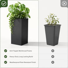 NicBex Tall Metal Square Planters Box Set of 6-24" H x 12" W Slim Black