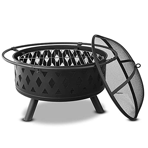 Wood Burning Fire Pit Outdoor Fire Pit BBQ Grill Firepit Bowl Garden Fire Pit Outdoor Heaters 2 in 1 Fireplace for Bonfire Barbecue in The Wild for Camping