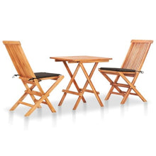 vidaXL 3 Piece Bistro Set with Taupe Cushions Solid Teak Wood