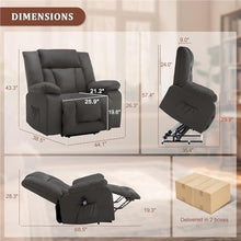 HTERWQEA Dual Motor Oversized Power Lift Recliner with Heat Massage, Gray