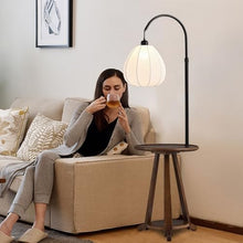 LUYOUBOZHU Floor Lamp Mid-Century Floor Lamp with Side Table,Bedside Standing Light for Bedroom