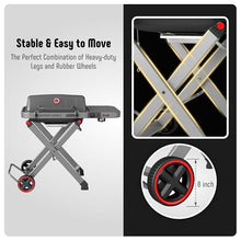Feasto Portable Gas Grill with Foldable X-Frame Cart for Tailgating, Gray