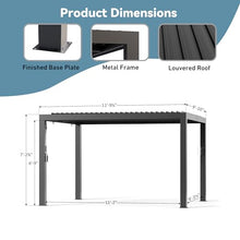 Big Leaf 10'x12' Louvered Pergola with USB Charging Station - Outdoor Aluminum Pergola with Built-in Drainage, Privacy Netting & Weatherproof Curtains, Patio Cover for Deck, Easy Assembly, Black