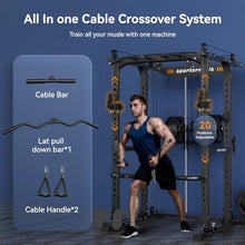 Sportsroyals Power Cage Multi-Function Power Rack with Adjustable Cable Crossover System Grey