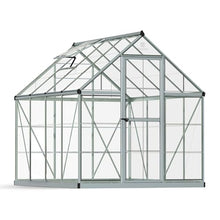 Palram - Canopia Harmony 6 x 8 ft. DIY Greenhouse Kit, Silver Frame Clear Panel Polycarbonate Greenhouse with Roof Vent, Walk-in Green House for Outside Garden Backyard