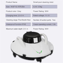 KANGJIEM Smart Pool Cleaning Robot, Robotic Pool Vacuum Cleaner, Cordless Automatic Pool Cleaner, Automatic Vacuum Cleaner,90 Mins Runtime, Automatic Robot Leaf