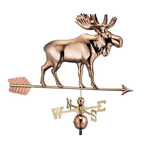 Good Directions Polished Copper Moose Weathervane – Decorative Rooftop Accent for Barns, Homes, Sheds, and Cupolas – Durable & Handcrafted
