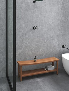 AquaTeak Patented 48" Sumba Estate Teak Shower Bench with Shelf