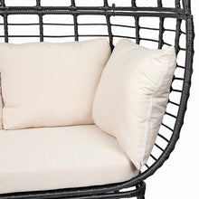 Alpine Corporation MHQ130 Indoor/Outdoor Double Seat Egg Chair w/Cushions, Versatile Patio & Sun Room Seating, 57" H, Black