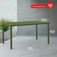 Costaelm Outdoor Dining Table for 6, Rectangular Metal Patio Table, 6-Person Weather Resistant Steel Slat Table for Lawn Garden Backyard, Olive Green