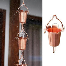 YUSIWOAL Hanging Rain Chains for Roof Gutters, Copper Collector Cups Outdoor Decor, Adjustable Length Drain Link Eavestrough Diverter(2.6M (8.5Ft))