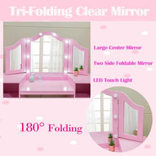 JoanKaren Kids Vanity Table 2-in-1 Princess Makeup Desk with Touch Light Pink With Crown