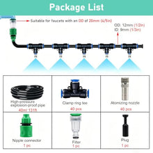 PYYDJQ Greenhouse Misting System Kit, Clog-Free Mister Cooling Spray System for Factories/Trampoline/Canopy, Flexible Mister Sprinkler Kit Washable(40m (131ft))