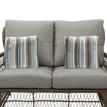 Four Seasons Courtyard Positano Wicker Loveseat Bench with 2 Accent Pillows