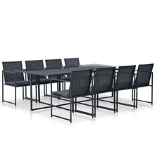 BUKSCYJS Stylish Patio Furniture Set, Balcony Furniture, 9 Piece Patio Dining Set with Cushions, Easy to Assemble Suitable for Patio, Porch, Backyard, Balcony, Garden and Poolside Poly Rattan Black