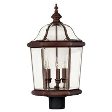 Hinkley Augusta Three Light 23.25" Outdoor Post Mount Lantern – Clear Beveled Glass, Solid Brass, Traditional, Pathway Driveway Landscape, Pier Mount Compatible, Post Sold Separately – Copper Bronze