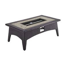 Modern Outdoor Patio Lounge Sofa, Chair and Coffee Table Fire Pit Set, Fabric Rattan Wicker, Beige