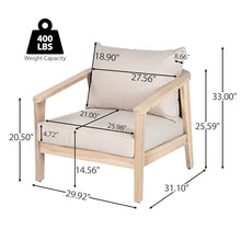 Christopher Knight Home Hartford Acacia Wood Lounge Chair Outdoor Set of 4 with Removable Cushion, Solid Wood Patio Accent Chair with PE Wicker Backrest, Patio Furniture Sofa Set, Light Brown+Beige