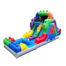 HeroKiddo 13ft Block Party Commercial Inflatable Dual Lane Water Slide