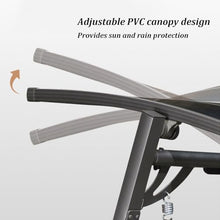 Outdoor Patio Porch Swing with Adjustable PVC Canopy, Porch Swing 2 Person Patio Swing Chair with Seat Cushion, Anti-Slip Foot Pads for Garden Backyard Porch Lawn