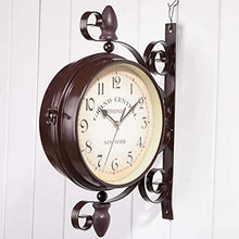 Wall Clock, Double Sided Wall Clock, Outdoors Vint Double Sided Vintage Wall Mount Two Faces Retro Station Clock, Wall Hanging Silent Clock For Home Garden Decor Station Clock Double Sided Outdoor Dou