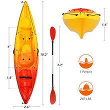 GLOBALWAY 10.2FT Sit-On-Top Fishing Kayak with Paddle Yellow/Orange