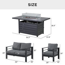 Wisteria Lane 4-Piece Aluminum Patio Furniture Set with 54-Inch Propane Fire Pit Table Dark Grey
