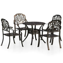 HGPOTUY 5 Piece Cast Aluminum Bistro Set Bronze
