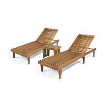 Christopher Knight Home Nadine Acacia Wood Chaise Lounge Chair Outdoor Set of 2, Adjustable Backrest Sun Lounger Recliner, Wooden Patio Sun Bathing Lounge Chair, Teak