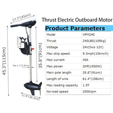 INTBUYING VPM Series 240lb Thrust Electric Outboard Motor 24V for Fishing Boat