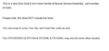 Replacement for Billy Goat Truck Loader 8" Remote Hose Nozzle Handle 811009 OEM