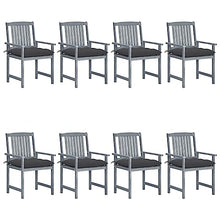 AJSEOYBS Patio Chairs with Cushions,Oversized Wooden Rocking Chair,Bistro Stacking Chair Suitable for Backyard, Porch, Balcony, Poolside, Garden 8 Pcs Solid Acacia Wood Gray