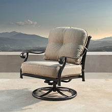 Oakland Living Aluminum Outdoor Swivel Club Rocking Chairs Set of 2 with Thick Tan Cushions Antique Copper