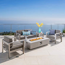 Christopher Knight Home Cape Coral 5-Piece Outdoor Chat Set with Fire Table Grey / Light Grey