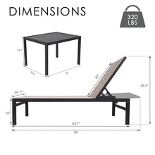Kozyard 3-Piece Outdoor Chaise Lounge Set, Powder-Coated Aluminum Frame