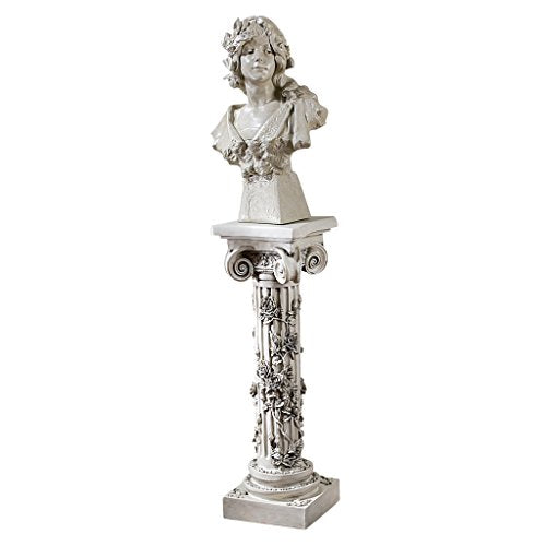 Design Toscano EU2866 Rose Garland Indoor/Outdoor Pedestal Plant Stand, 11 Inches Wide, 34 Inches Tall, Handcast Polyresin, Antique Stone Finish