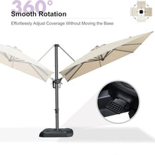 OROTLECT 9' Square Medium Cantilever Beige Umbrella with Base and 360-degree Rotation