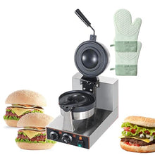 Commercial Hamburger Press Makers, Electric Hamburger Press Maker with Time Range 0-5 Minutes, Stainless Steel Ice Burger Maker for Snack Bar, Mobile Stall (With Gloves)
