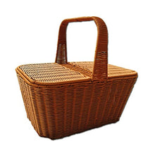 YOtat Pastoral Picnic Basket Supermarket Rattan Basket Shopping Basket Fruit Basket Storage Basket Hand Basket Props Basket (Color : D, Size : 43X30X21Cm) (Argento 38X27X18Cm) (D 38X27X18Cm)
