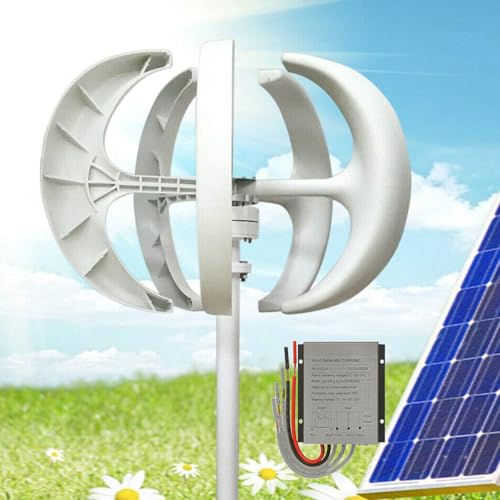 Naturalpowev Wind Turbine Generator Kit 13000W, 12V 24V 48V 72V 110V 220V Portable Wind Power Turbine Generator Kit with 5 Blades Controller,12V-White