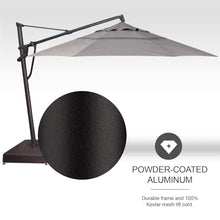 Treasure Garden AKZ PLUS Cantilever Umbrella 13' Obravia Boulder Canopy and Black Frame with Stationary Base