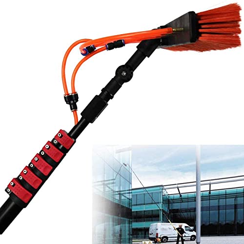 ZWJABYY Window Cleaning Kit with Extension Pole,Window Cleaning Pole,Water/Hose Fed Extendable Pole,Window Cleaning Brush Equipment, Cleaning Photovoltaic and Solar Panels,6M/20FT