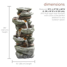 Alpine Corporation TZL410 48" Multi Level Rock Waterfall Fountain with LED Lights, Stunning Outdoor Cascading Water Feature for Garden, Patio, Backyard & Lawn Decor, Gray
