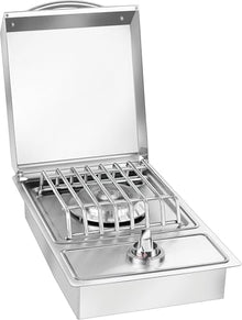 Bull Outdoor Products Outlaw 30-Inch Built-In Propane Gas Grill Bundle – Stainless Steel Outdoor Kitchen – Includes Single Side Burner, Access Door, Vent Panels & Grill Cover
