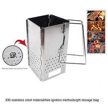 Stainless Steel Portable Charcoal Starter BBQ Grill Foldable Chimney Barbecue for Outdoor