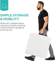 4ft Folding Table - Foldable Heavy Duty Plastic Table for Indoor & Outdoor Parties, Picnic, Camping, Wedding, BBQ Catering, Garden Dining - Fold-in-Half Portable Utility Table - White - 4ft