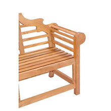 UKN Teak Wood Outdoor Garden Patio Double Bench Brown Traditional Backed Water Resistant