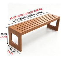 XKSJCDR Slatted Wood Grain Outdoor Bench, One-piece U-Shaped Cutout Frame