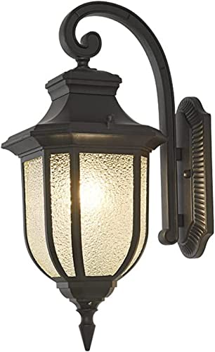 SDVantage Outdoor Wall Light Retro Industrial Outdoor Wall Lights Die-Cast Aluminum Housing Black Wall Lamp with Water Drop Glass Shade 44cm Sconce Compatible with Front，