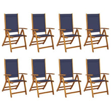 FMPGJLYH 8-Piece Folding Garden Chair Set, Outdoor Acacia Wood Patio Seating, Adjustable Backrest Dining Chairs, Foldable Terrace Furniture for Balcony, Garden, Backyard
